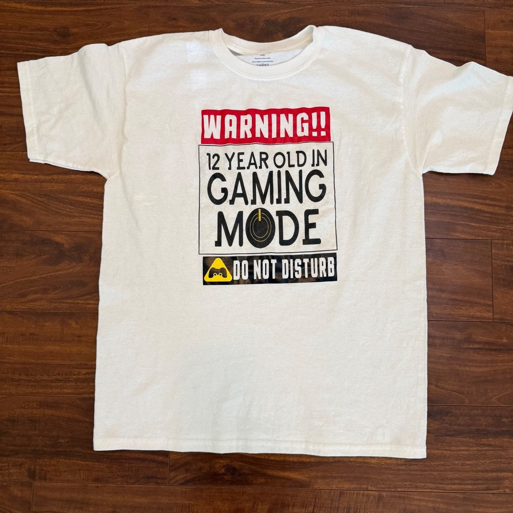 Gildan Unisex XL Youth Warning 12 Year Old In Gaming Mode Graphic T-Shirt Gamer